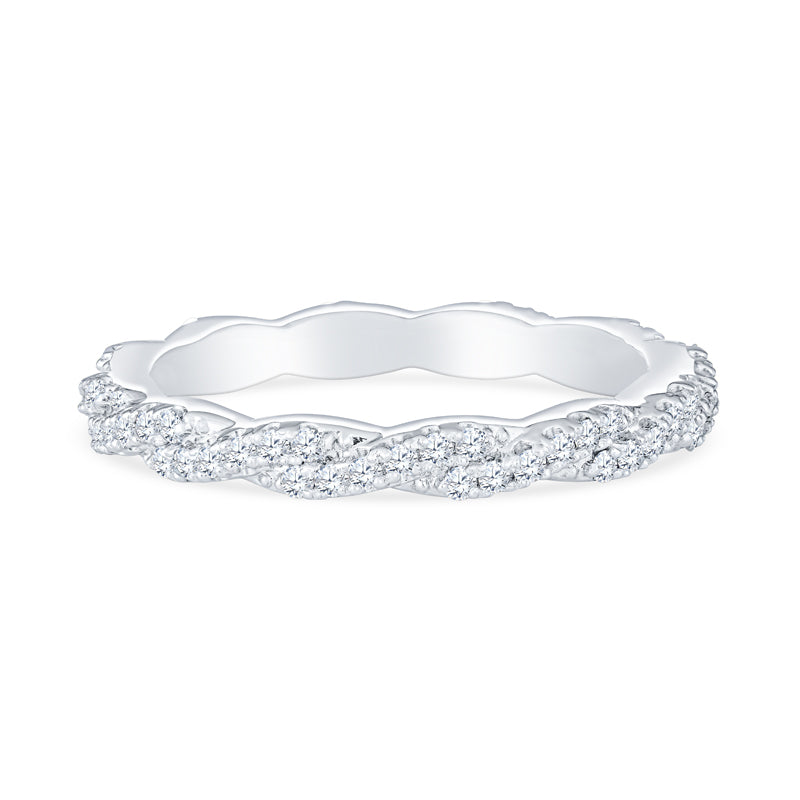 14K White Gold Infinity Twist Diamond Anniversary Band