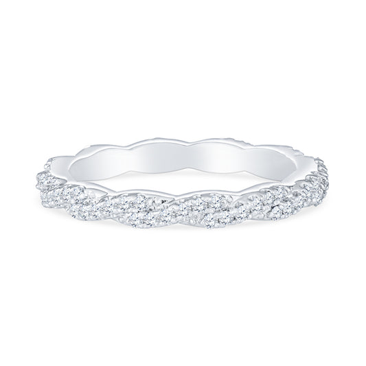 14K White Gold Infinity Twist Diamond Anniversary Band