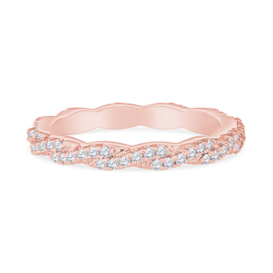 14K Rose Gold Infinity Twist Diamond Wedding Band