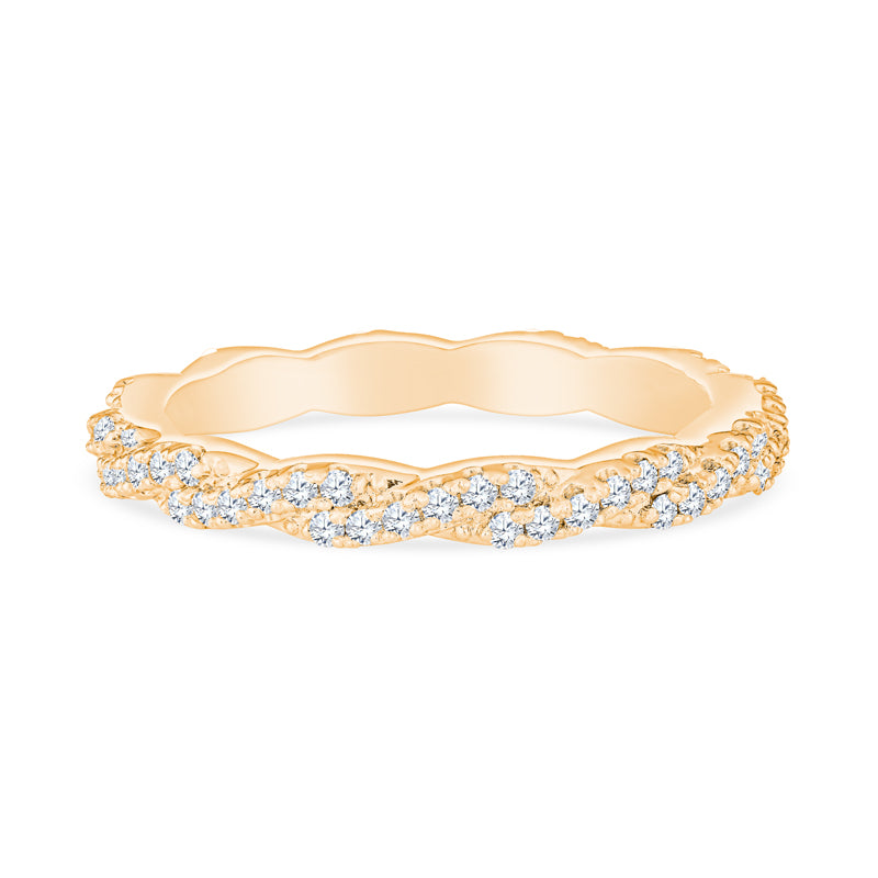 14K Yellow Gold Infinity Twist Gold Diamond Stackable Eternity Band