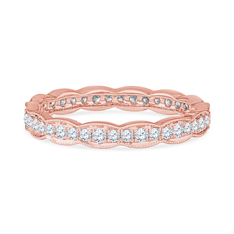 18K Rose Gold Sculpted Crescent Diamond Eternity Band