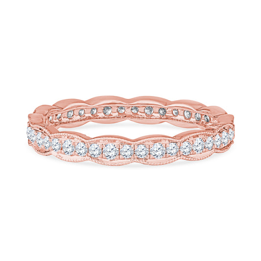 18K Rose Gold Sculpted Crescent Diamond Eternity Band