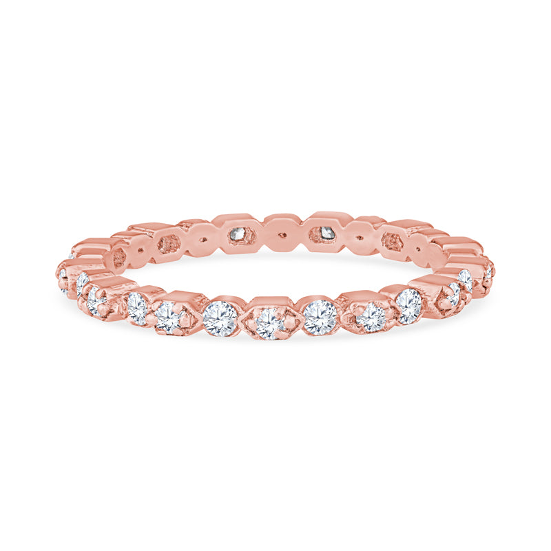 18K Rose Gold Alternating Design Diamond Eternity Band
