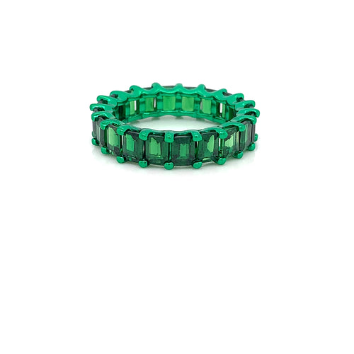 Green Garnet Eternity Band – 5.08ct, 18kt White Gold, Size 6.5