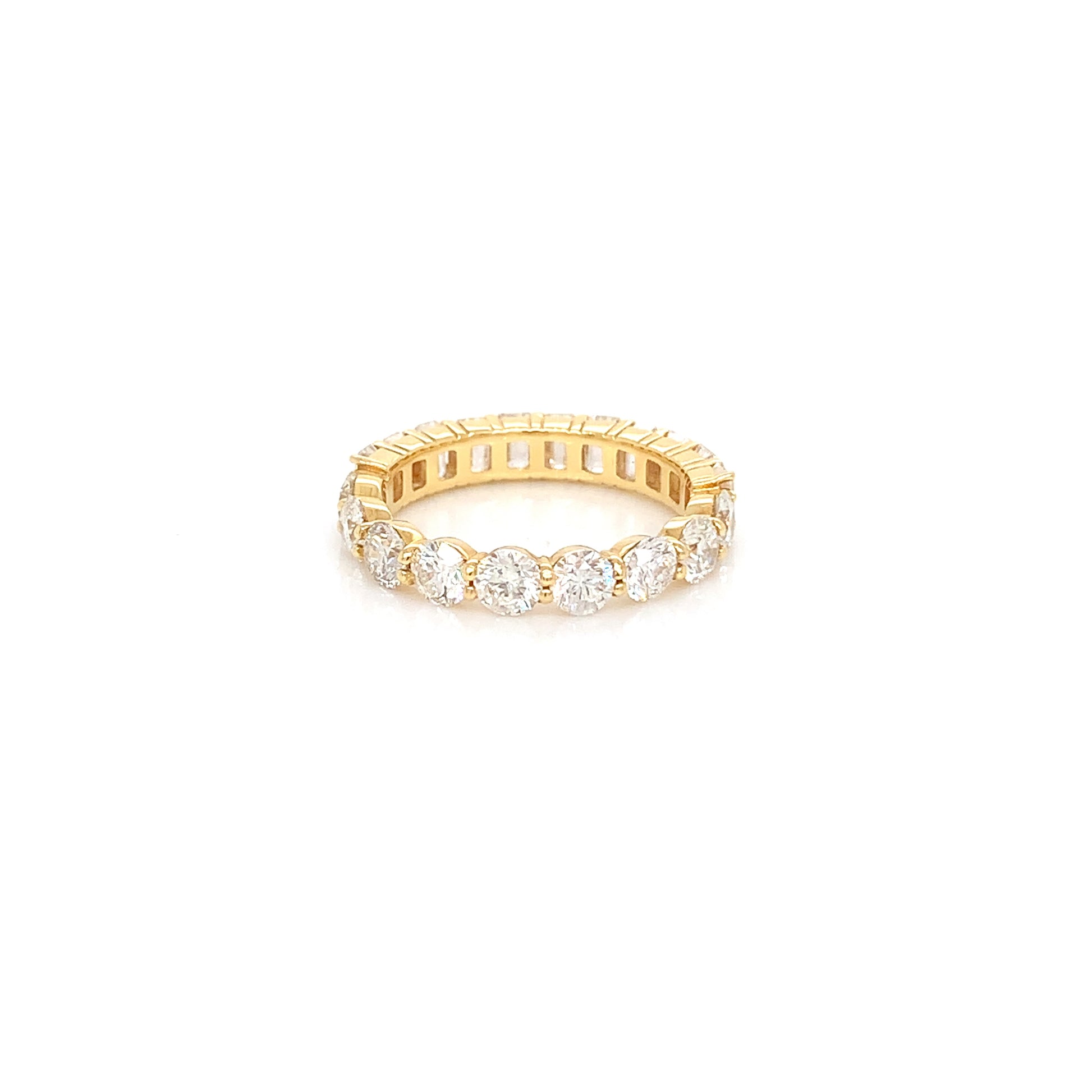 18kt Yellow Gold Eternity Band – 5.16ct, Round Brilliant & Emerald Cut Natural Diamond, Size 6.5