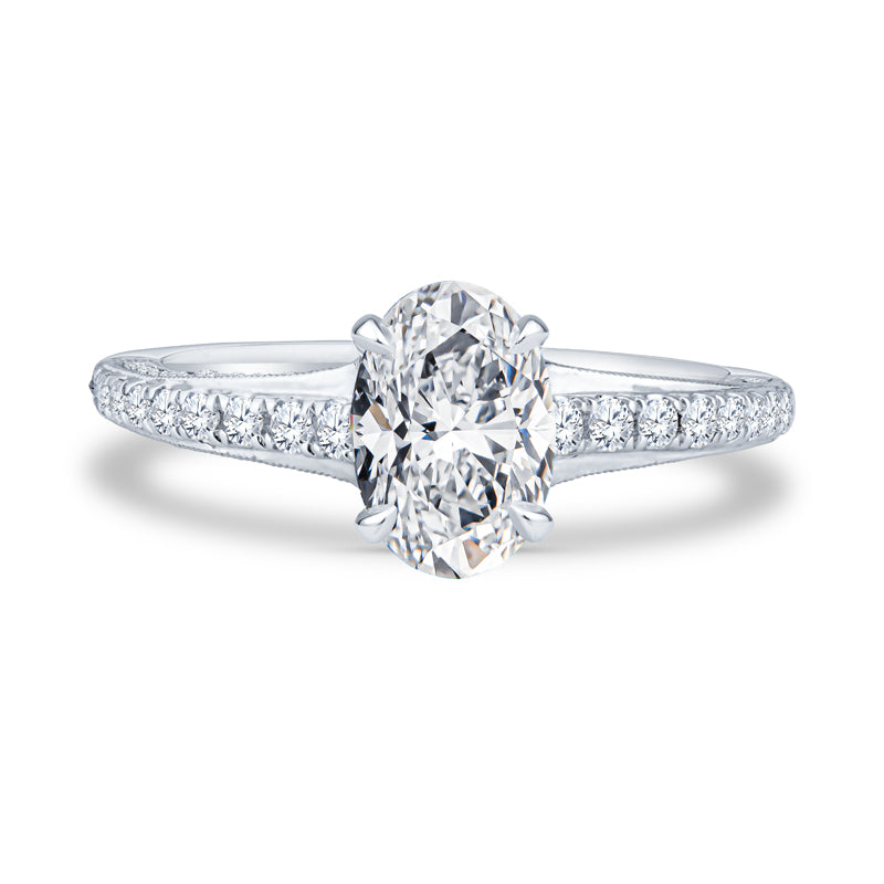 18K White Gold Micro-Pavé Oval Diamond Engagement Ring