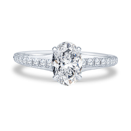 18K White Gold Micro-Pavé Oval Diamond Engagement Ring