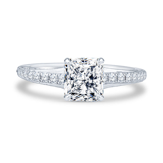18K White Gold Micro-Pavé Radiant Diamond Engagement Ring