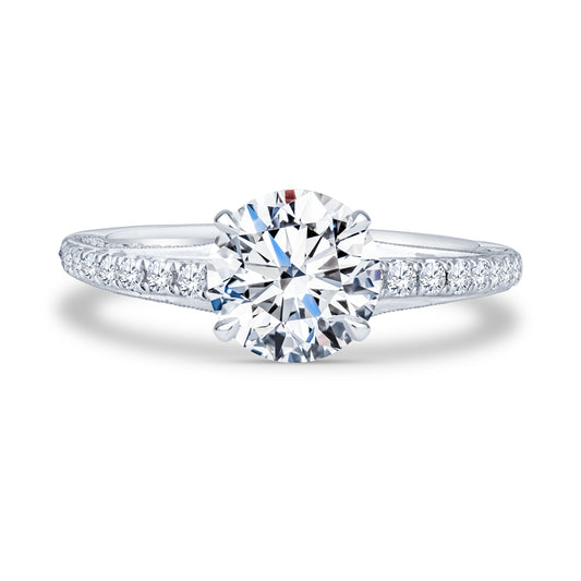 18K White Gold Micro-Pavé Round Diamond Engagement Ring