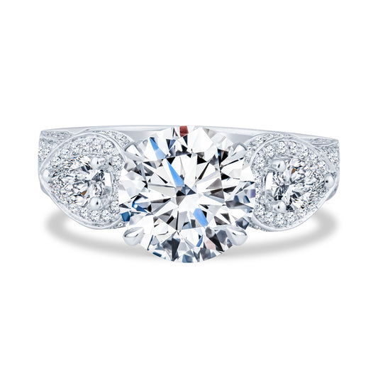 18K White Gold Micro Pavé Setting Round Diamond Engagement Ring