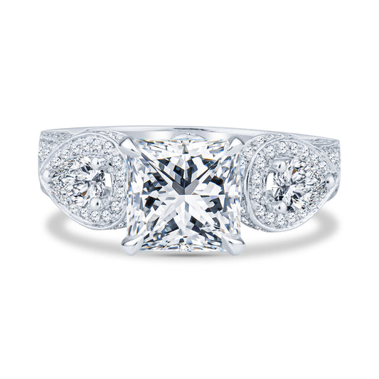 18K White Gold Micro Pavé Setting Princess Diamond Engagement Ring
