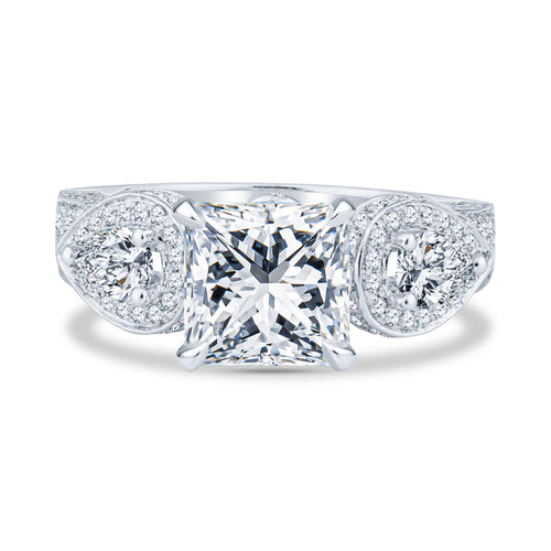 18K White Gold Micro Pavé Setting Princess Diamond Engagement Ring