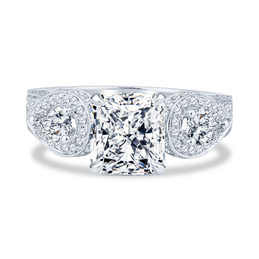 18K White Gold Micro Pavé Setting Radiant Diamond Engagement Ring