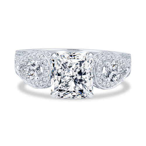 18K White Gold Micro Pavé Setting Radiant Diamond Engagement Ring