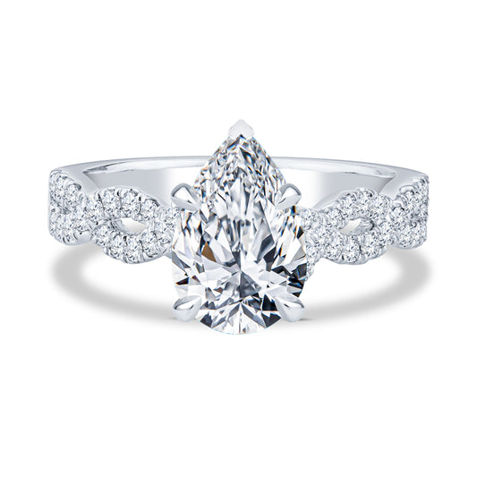 18K White Gold Pavé Infinity Pear Diamond Engagement Ring