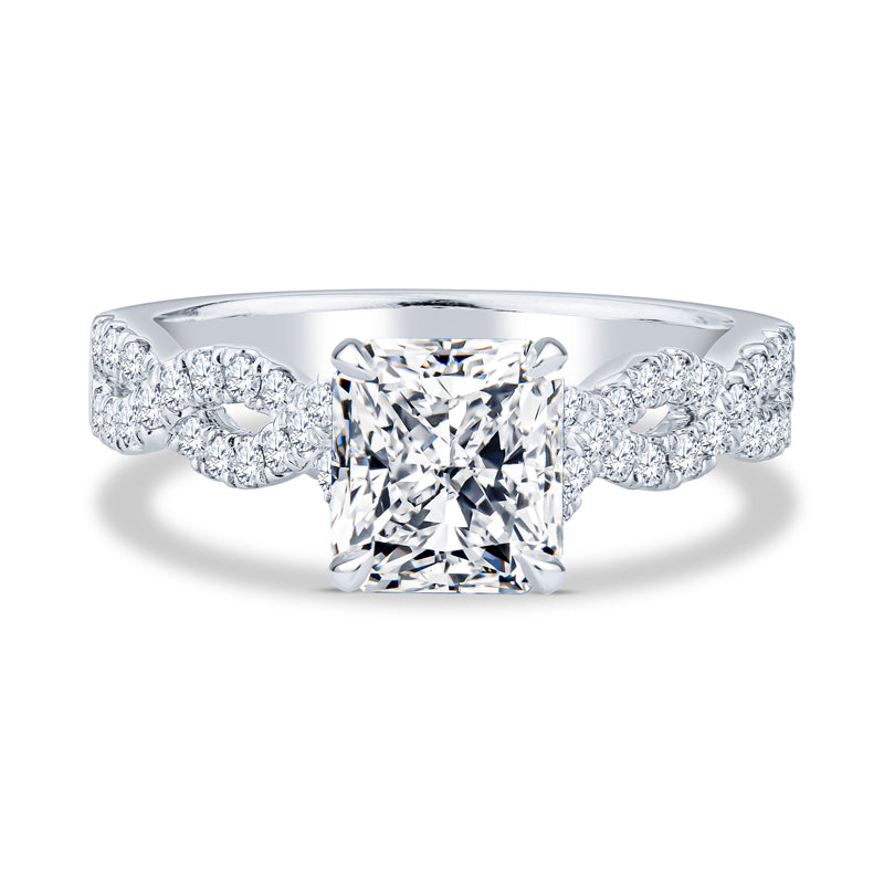 18K White Gold Pavé Infinity Radiant Diamond Engagement Ring