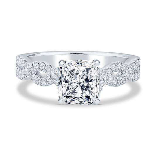 18K White Gold Pavé Infinity Radiant Diamond Engagement Ring