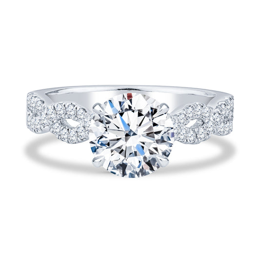 18K White Gold Pavé Infinity Round Diamond Engagement Ring