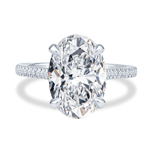 18K White Gold Round Cathedral Pavé Engagement Rings