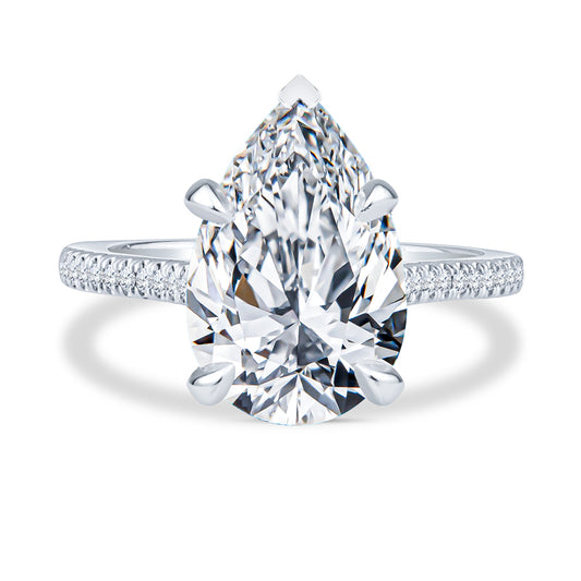 18K White Gold Pear Cathedral Pavé Engagement Rings