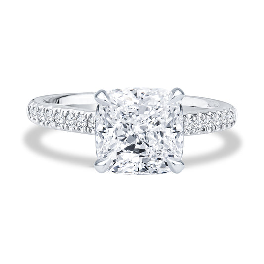 18K White Gold Ballad Bridal Wedding Set Cushion Cut Diamond Engagement Ring