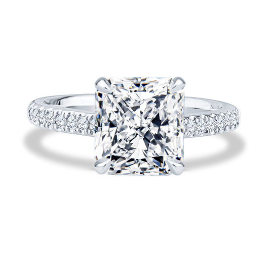 18K White Gold Ballad Bridal Wedding Set Radiant Diamond Engagement Ring