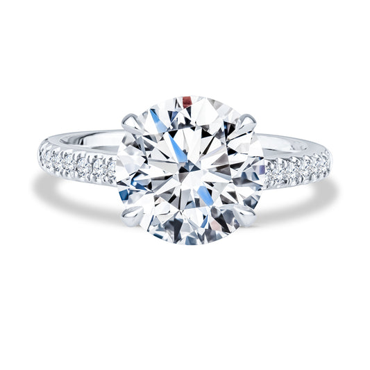 18K White Gold Ballad Bridal Wedding Set Round Diamond Engagement Ring