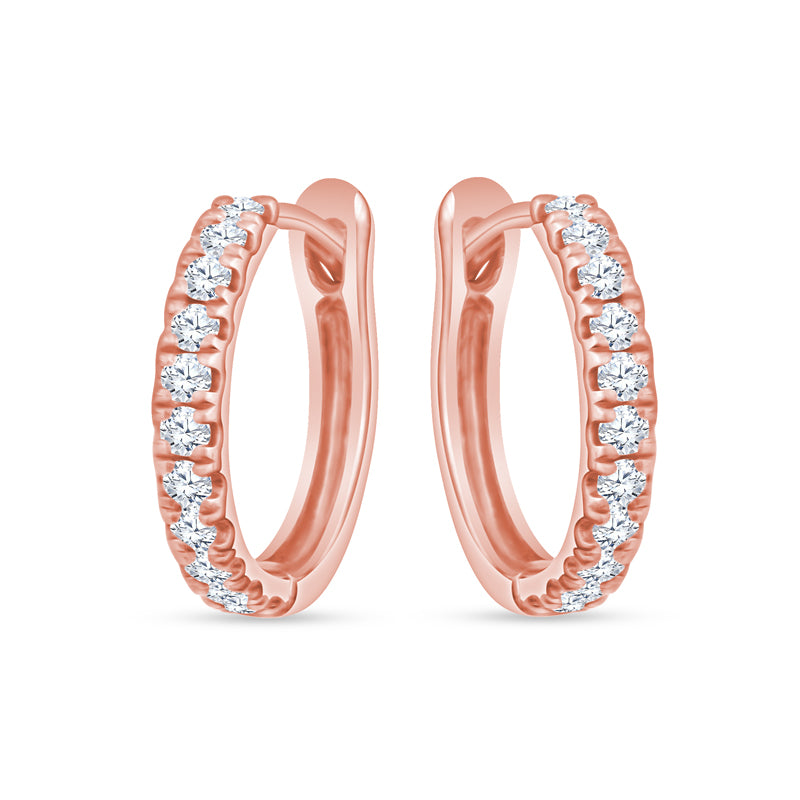 18K Rose Gold Huggies Illuminated by Radiant Diamonds