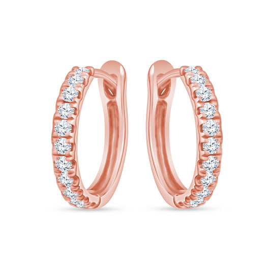 18K Rose Gold Huggies Illuminated by Radiant Diamonds
