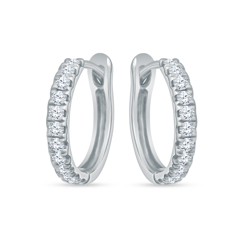 18K White Gold Huggies Illuminated by Radiant Diamonds