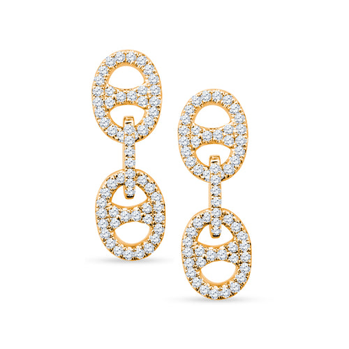 Modern Muse: Two-Link Brilliance - Diamond Dangles in 18K White Gold
