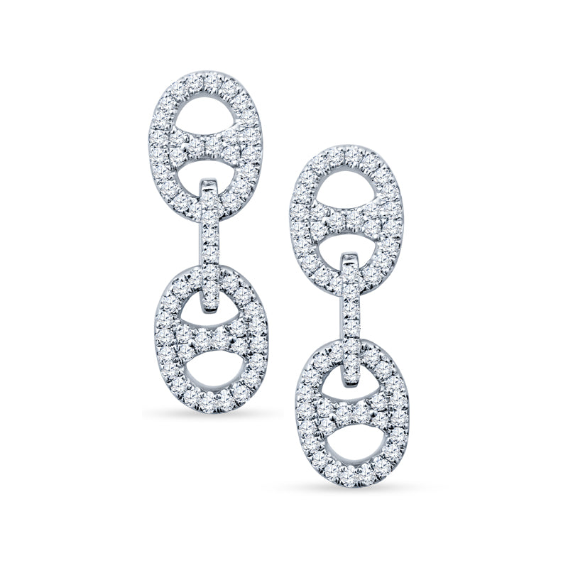 Modern Muse: Two-Link Brilliance - Diamond Dangles in 18K White Gold