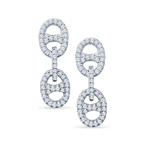 Modern Muse: Two-Link Brilliance - Diamond Dangles in 18K White Gold