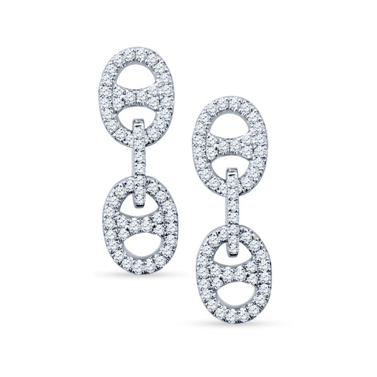 Modern Muse: Two-Link Brilliance - Diamond Dangles in 18K White Gold