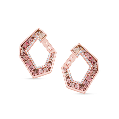 Prismatic Sparkle with Edgy Morganite & Diamond Earrings