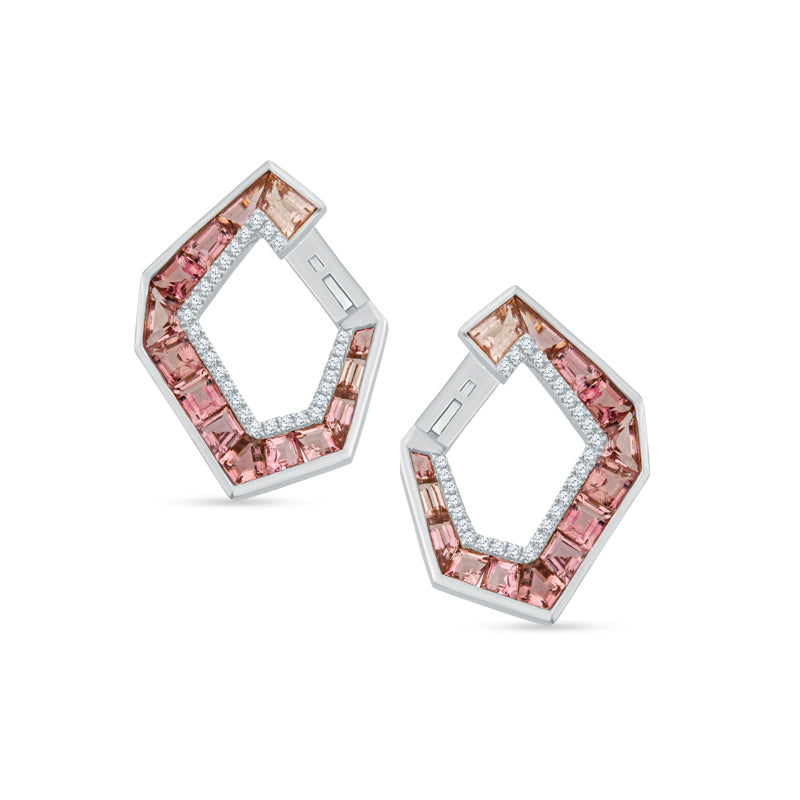 Prismatic Sparkle with Edgy Morganite & Diamond Earrings