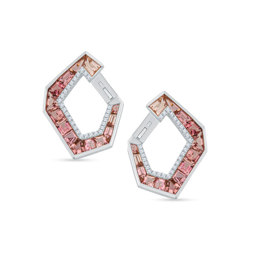 Prismatic Sparkle with Edgy Morganite & Diamond Earrings