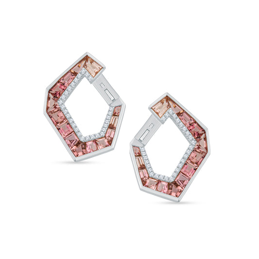 Prismatic Sparkle with Edgy Morganite & Diamond Earrings