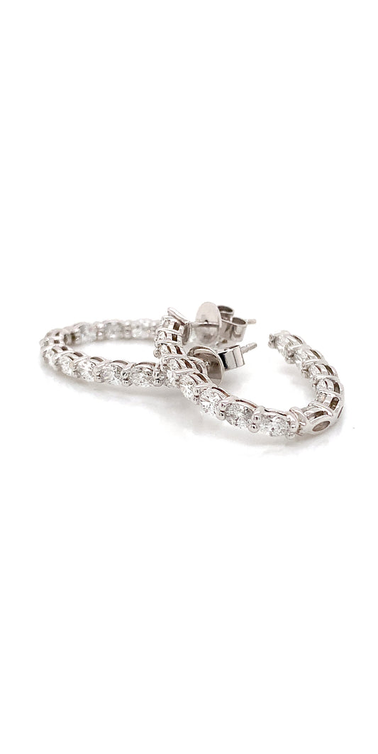 Stunning 14KW Oval Diamond Hoop Earrings – 2.56 CTW of Earth-Mined Diamonds