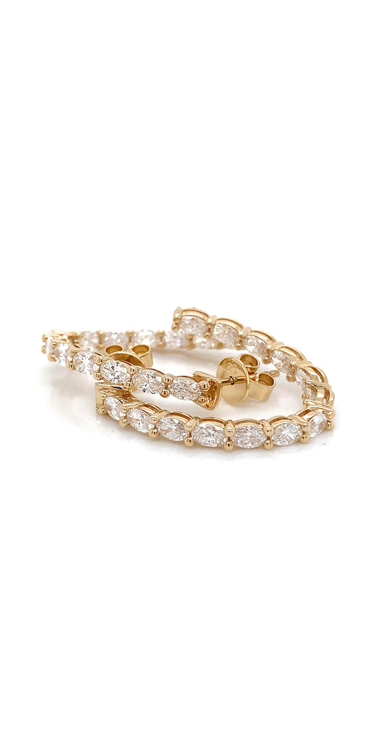 Stunning 14KY Oval Diamond Hoop Earrings – 2.25 CTW of Earth-Mined Diamonds