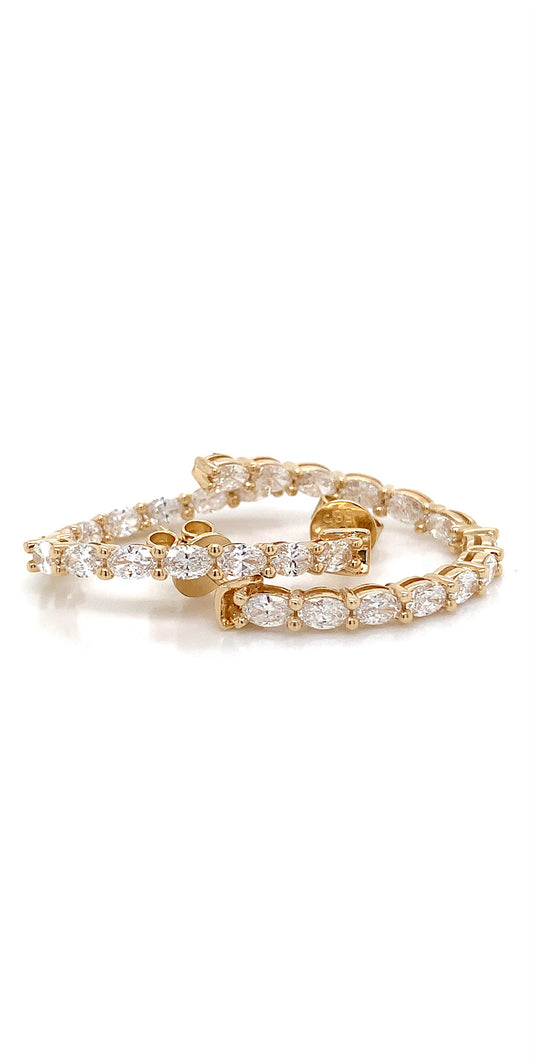 Stunning 14KY Oval Diamond Hoop Earrings – 2.25 CTW of Earth-Mined Diamonds