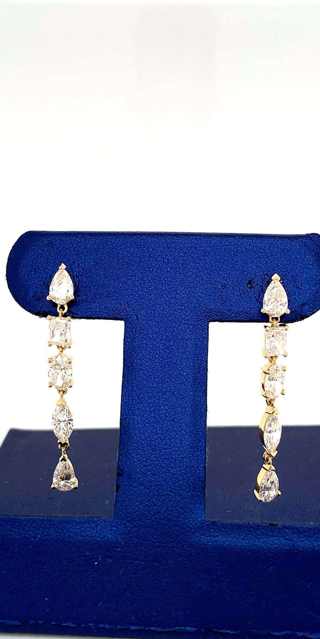 Exquisite 18KY Mixed Cut Diamond Dangling Earrings – 3.82 CTW of Earth-Mined Diamonds