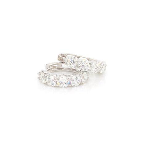 14K White Gold Diamond Mini Hoops | 2.20 CTW Fine Natural Diamonds