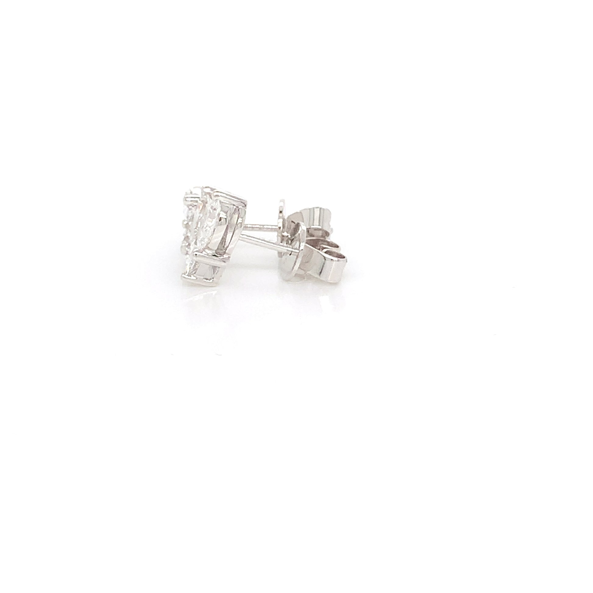 14K Heart Diamond Stud Earrings | 0.93 CTW Pear & Round Cut