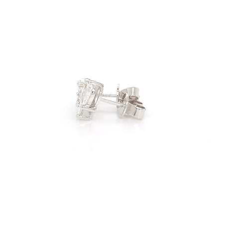 14K Heart Diamond Stud Earrings | 0.93 CTW Pear & Round Cut