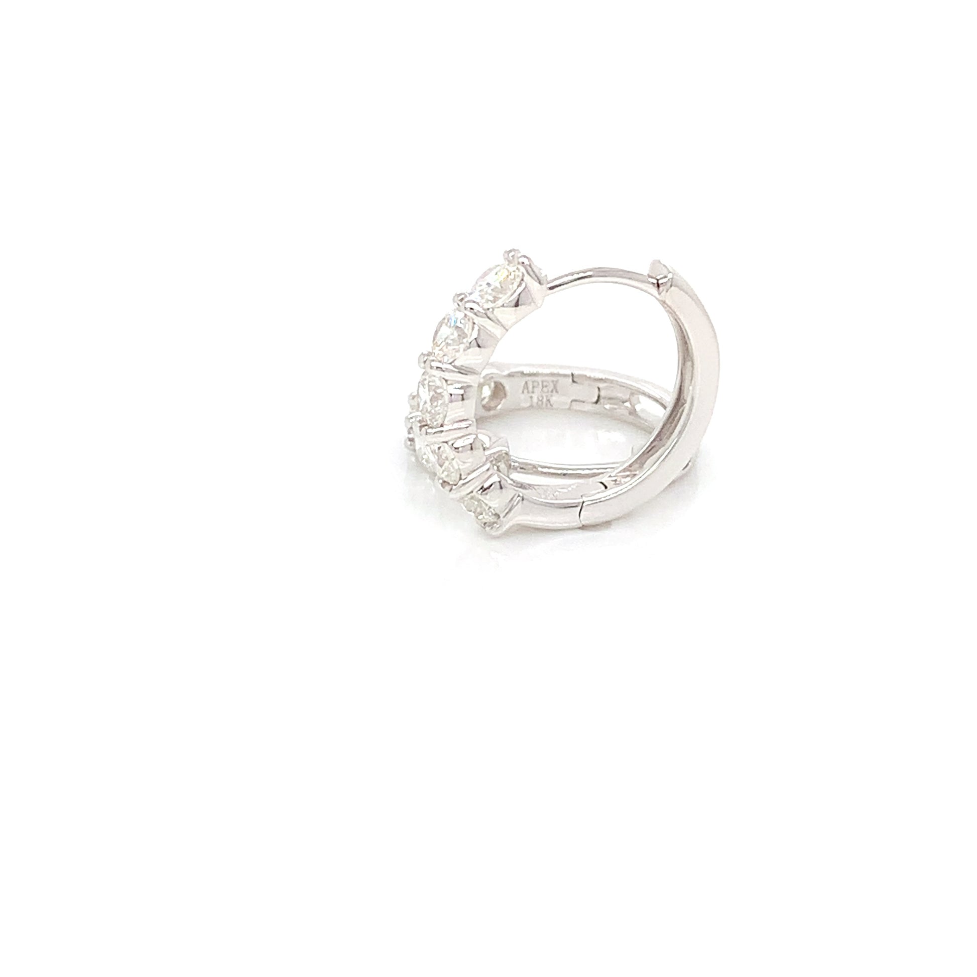 18K White Gold Diamond Huggies | 1.19 CTW Elegant Hoops