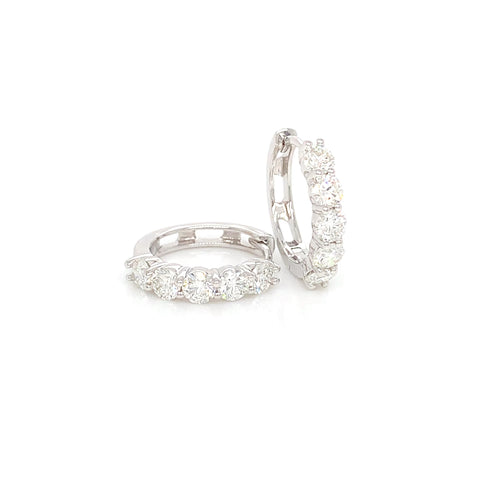 18K White Gold Diamond Huggies | 1.19 CTW Elegant Hoops