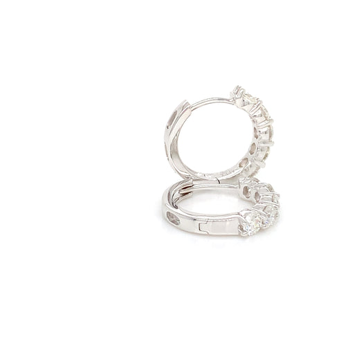 18K White Gold Diamond Huggies | 1.19 CTW Elegant Hoops