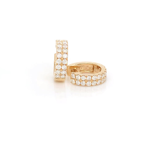 14K Yellow Diamond Huggies Earrings | Brilliant 0.72 CTW Luxury Hoops