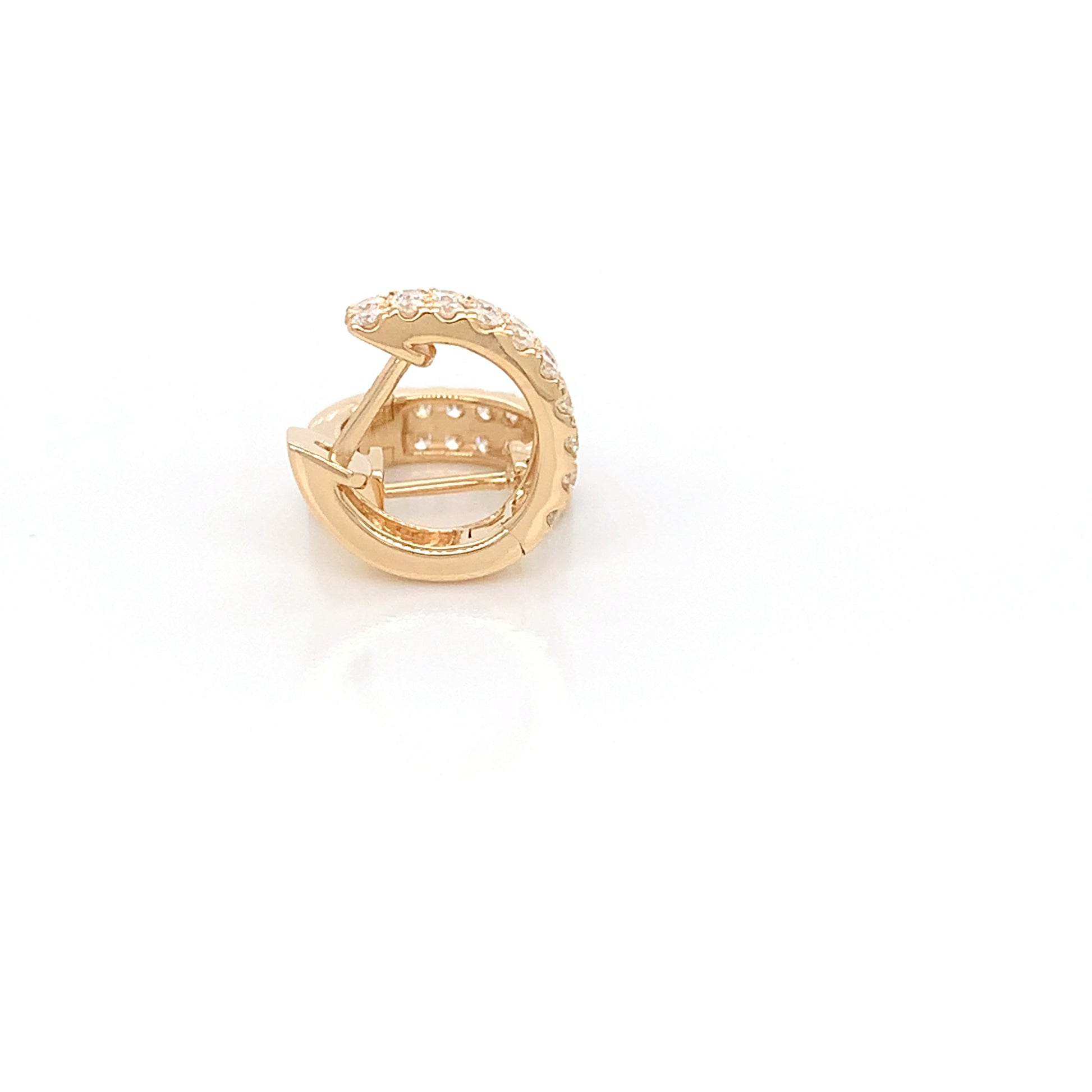 14K Yellow Diamond Huggies Earrings | Brilliant 0.72 CTW Luxury Hoops
